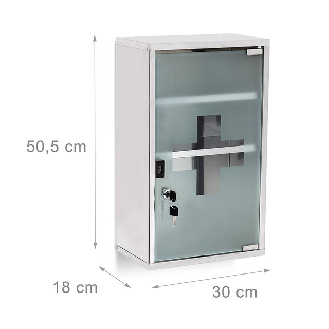 Medicine Cabinet First Aid Cupboard Extra Deep Stainless Steel